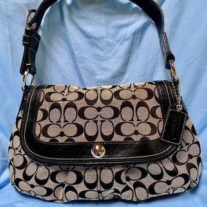 NEW COACH Signature Soho Black White Shoulder Bag